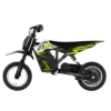 R9X Electric Kids Motorcycle with 12-inch tires on display Child riding R9X electric motorbike in a park setting Close-up of R9X kids motorcycle with 36V battery Side view of R9X Electric Motorcycle for kids aged 3 to 12 Black R9X Kids Electric Bike with adjustable speed modes